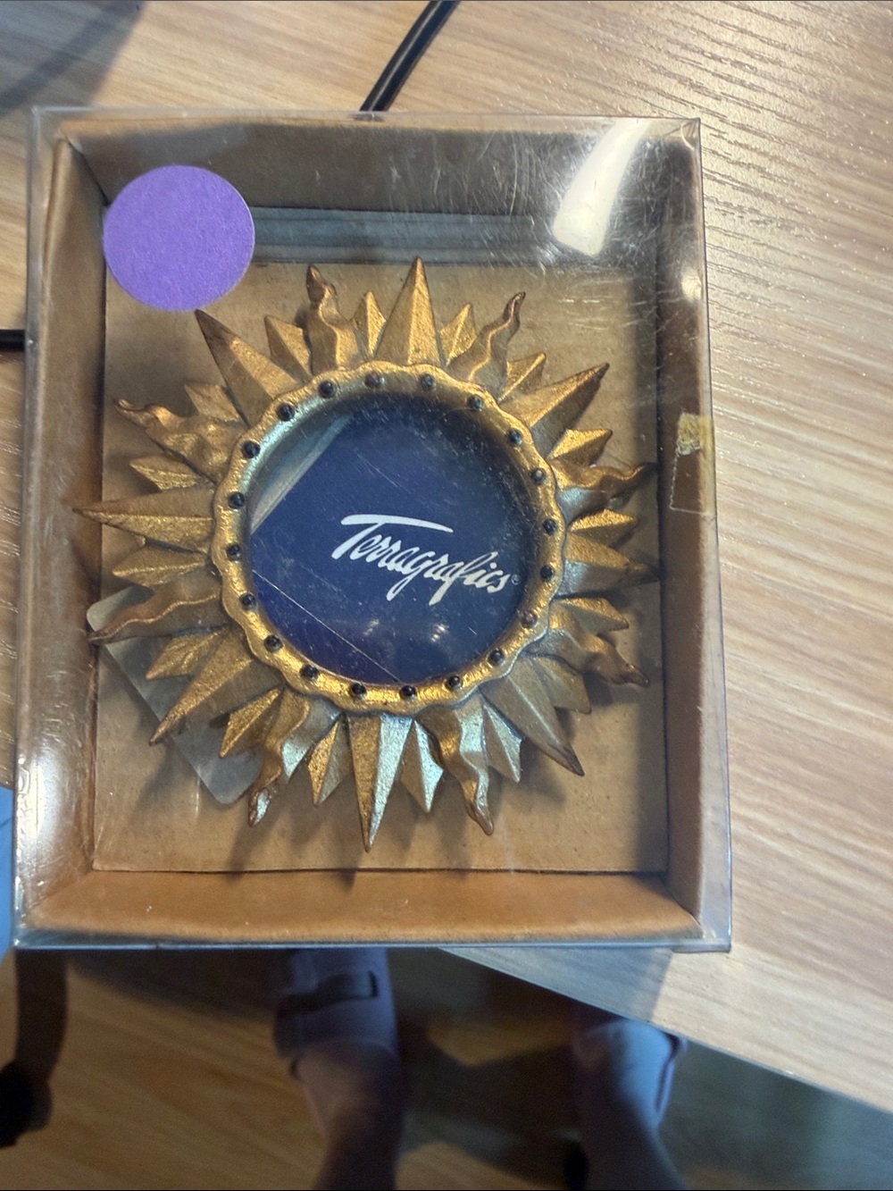 Vintage Terragrafics Gold Sunburst Celestial Mini Photo Frame NIB Whimsigoth
